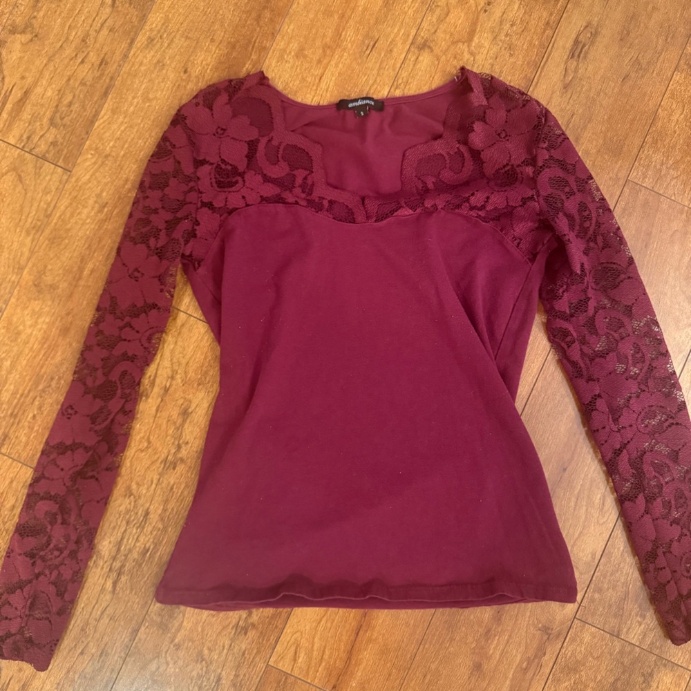 Burgundy Lace Long Sleeve Top